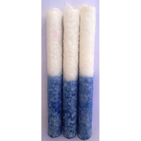 Esoterika - Candela esoterica bianca e azzurra al sale -