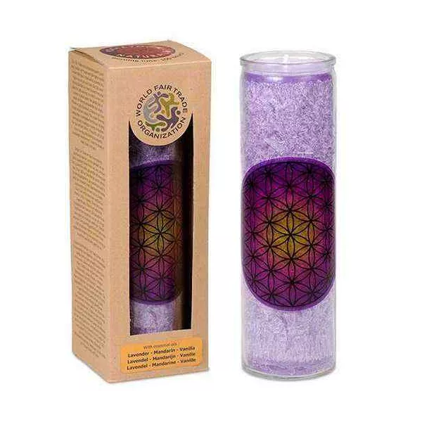 Esoterika - Candela Fiore Della Vita Viola Stearina -- 21x6,5 Cm