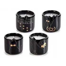 Esoterika - Candela in vasetto di ceramica con decoro gatto, dettagli