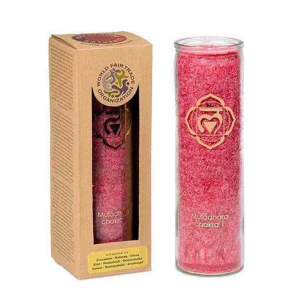 Esoterika - Candela Profumata 1° Chakra Stearina 100 Ore -- 21x6,5 Cm