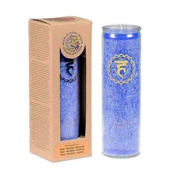 Esoterika - Candela Profumata 5° Chakra Stearina 100 Ore -- 21x6,5 Cm
