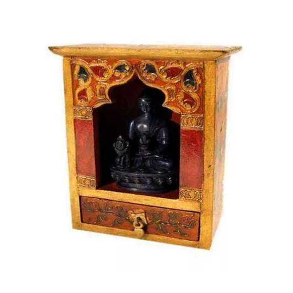 Esoterika - Altare con cassetto legno dipinto a mano -- 16.5x22x14 cm