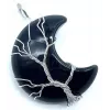 Esoterika - Ciondolo Luna con Albero della Vita in Ossidiana nera