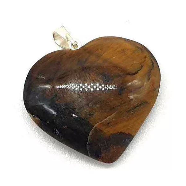 Esoterika - Ciondolo A Cuore In Occhio di tigre con passante -- 3,0 Cm