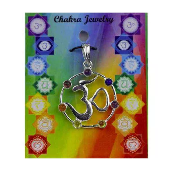 Esoterika - Ciondolo Ohm Chakra Ottone Argentato -- 3,5 Cm