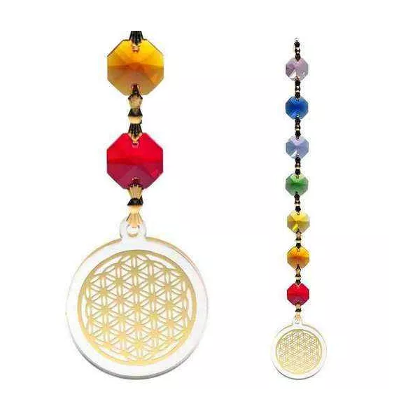 Esoterika - Feng Shui Fiore della Vita ciondolo color oro -- 20 cm