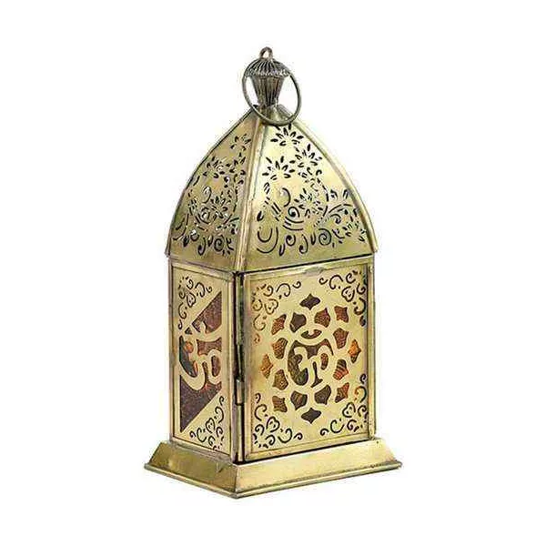 Esoterika - Illuminazione Lanterna Orientale Loto Om -- 7.5x10x20 cm