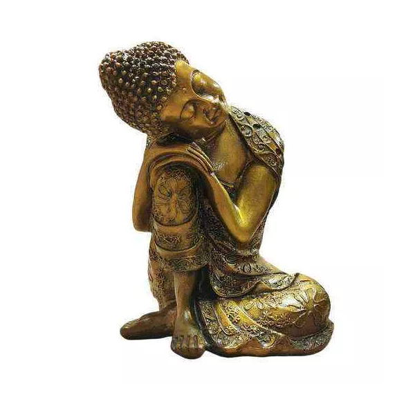 Esoterika - Statua Buddha accovacciato manrtello dorato