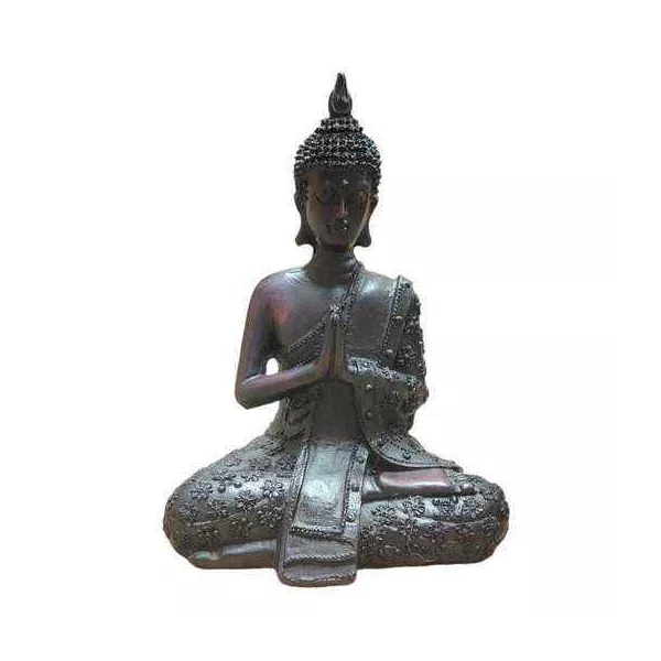 Esoterika - Statua Buddha in preghiera manrtello nero rubino