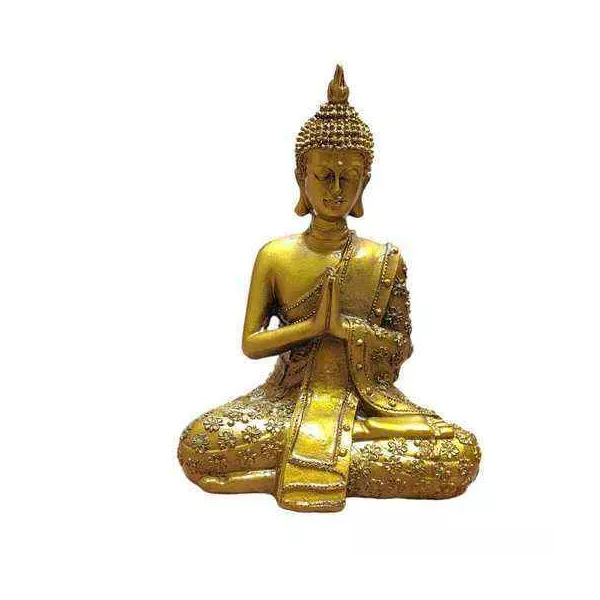 Esoterika - Statua Buddha in preghiera manrtello oro antico