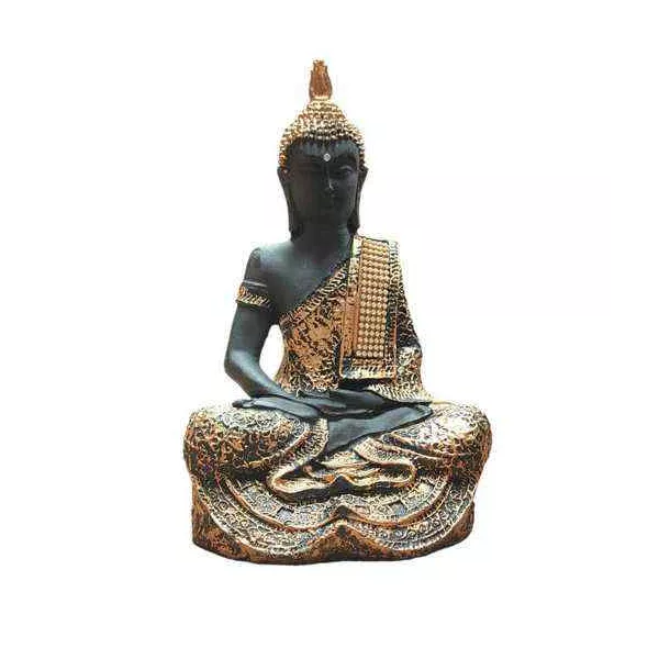 Esoterika - Statua Buddha meditazione manrtello oro e nero