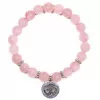 Esoterika - Mala/braccialetto in Quarzo rosa elastico con Ohm -- 0.8 c