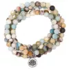 Esoterika - Mala in Amazzonite - elastico - con loto -- 0.8 cm
