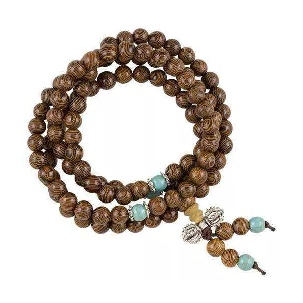 Esoterika - Mala legno grani ornamentali e dorje -- 0.6 cm
