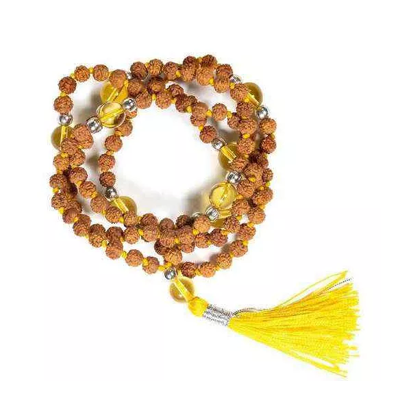 Esoterika - Mala Rudraksha e Citrino Quarzo affumicato -- 0.5cm