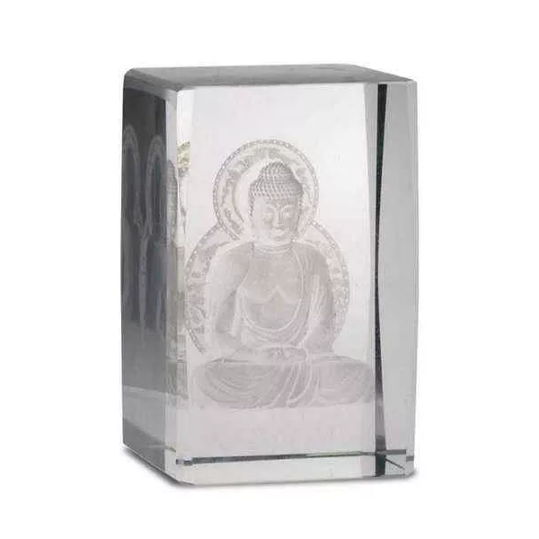 Esoterika - Blocco Cristallo rettangolare ologramma Buddha loto