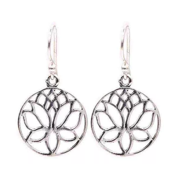 Esoterika - Orecchini Loto in ottone color argento -- 1.8 cm