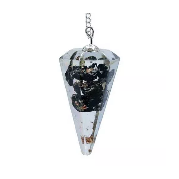 Esoterika - Orgone Pendolo Tormalina Nera Sfaccettata Appuntito -- 11 