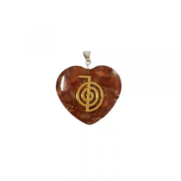 Esoterika - Orgonite Ciondolo Corniola a forma di cuore simbolo reiki 