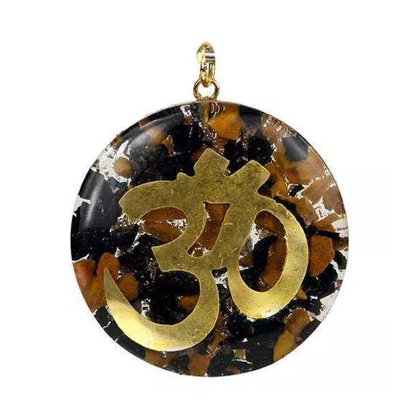Esoterika - Orgonite ciondolo Om Tormalina e Diaspro -- 4 cm