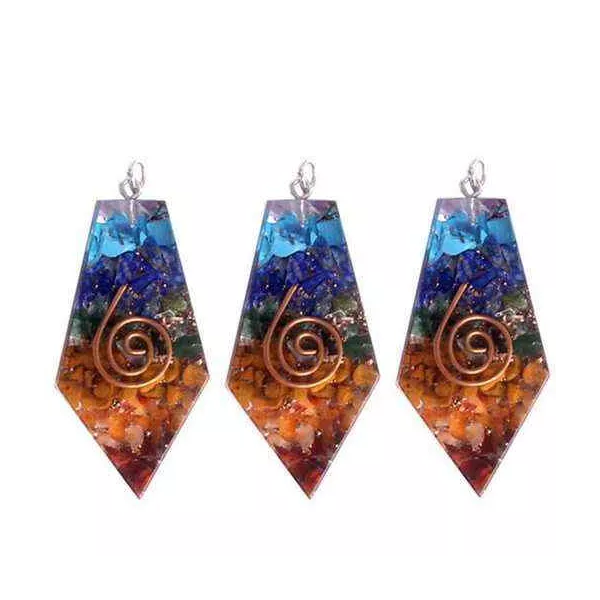 Esoterika - Orgonite ciondolo pentagono policromo -- 5x2.5 cm