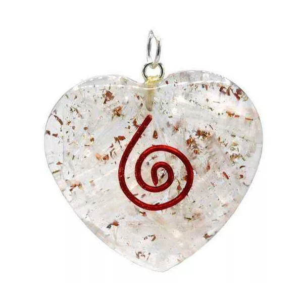 Esoterika - Orgonite ciondolo Selenite a forma di cuore -- 3.5 cm