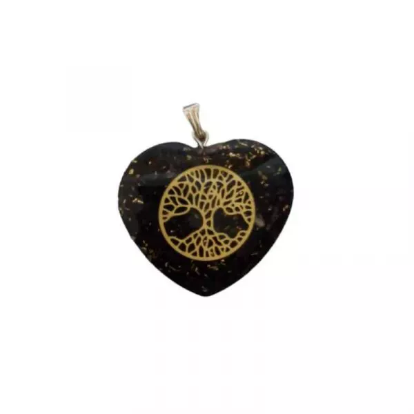 Esoterika - Orgonite Ciondolo Tormalina nera a forma di cuore simbolo 