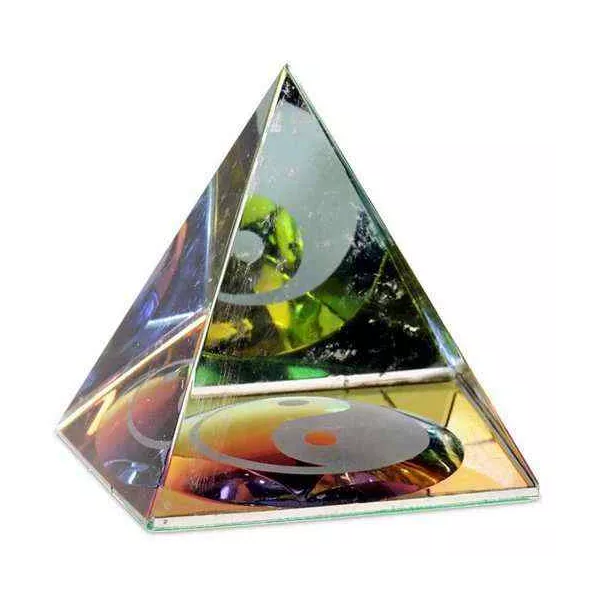 Esoterika - Piramide Cristallo Yin Yang -- 4 Cm