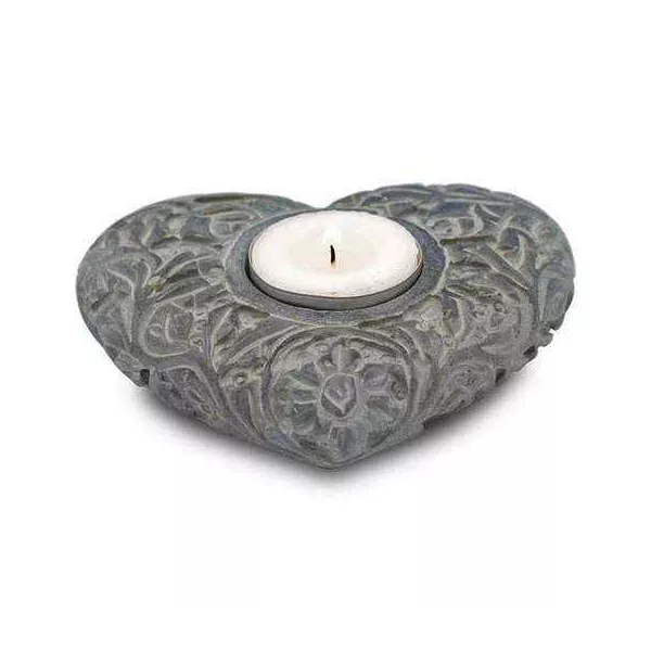 Esoterika - Porta candela/brucia incenso Cuore pietra ollare naturale 
