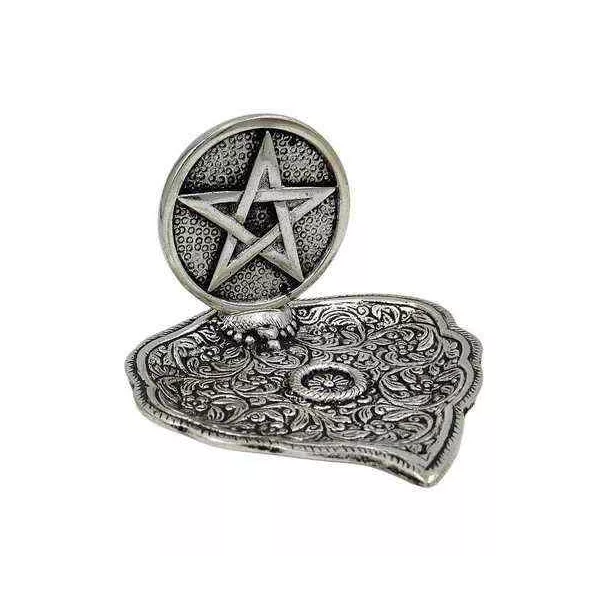 Esoterika - Porta incenso in metallo con pentagramma