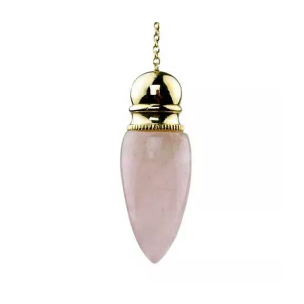 Esoterika - Pendolo Placcato Ottone E Quarzo Rosa -- 20 G- 5,3 Cm