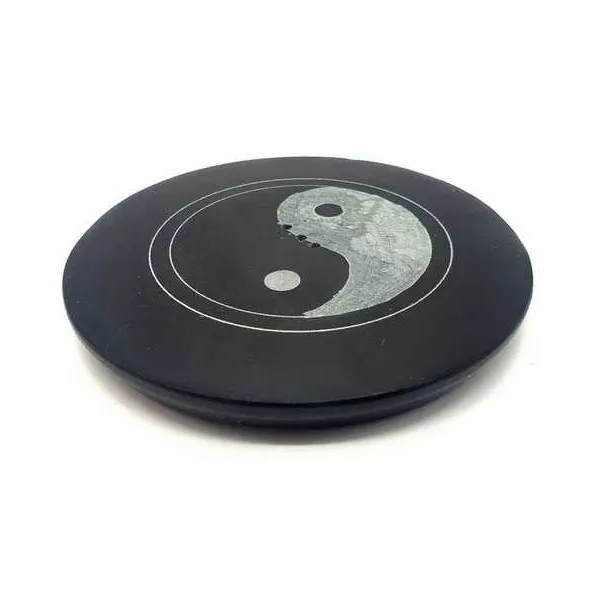 Esoterika - Porta incenso Yin Yang Pietra Ollare disco -- 10 Cm