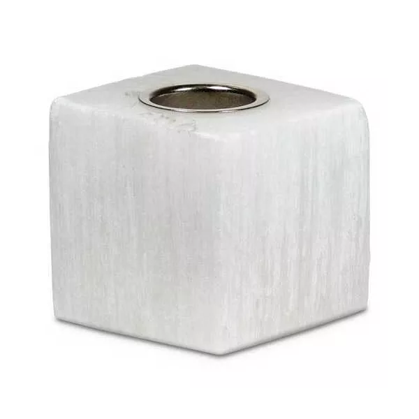 Esoterika - Portacandele Cubo Selenite -- 5x5x4.5
