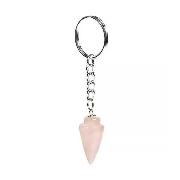 Esoterika - Portachiavi con pendolo in Quarzo rosa -- 10 cm