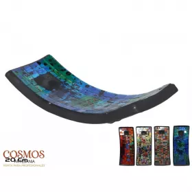 Esoterika - Porta incenso a barca con mosaico in resina -- 20x7 Cm col