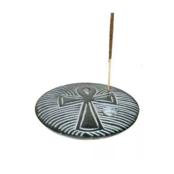 Esoterika - Porta incenso Ankh Bastoncini/Coni Pietre Ollare -- 10 Cm