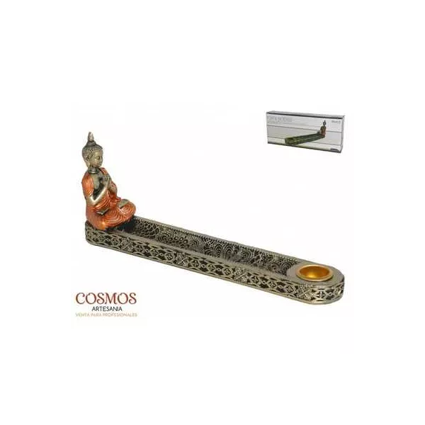 Esoterika - Porta incenso Ashanti Buddha Preghiera in resina -- 20 Cm