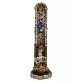 Esoterika - Porta incenso buddha Argentato 7 Chakra -- 6x19 Cm