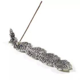 Esoterika - Porta incenso Buddha Foglia Argento -- 25x5,5x5cm-100gr