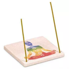 Esoterika - Porta incenso In Arenaria 7 Chakra -- 10x10 Cm