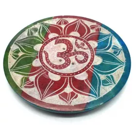 Esoterika - Porta incenso Om/Mandala Pietra Ollare multicolor -- 10 Cm