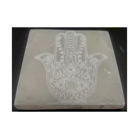 Esoterika - Porta incenso Selenite quadro Mano di Fatima