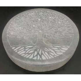 Esoterika - Porta incenso Selenite tondo albero della vita 10 cm