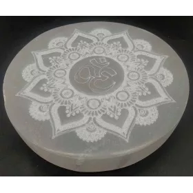 Esoterika - Porta incenso Selenite tondo OM