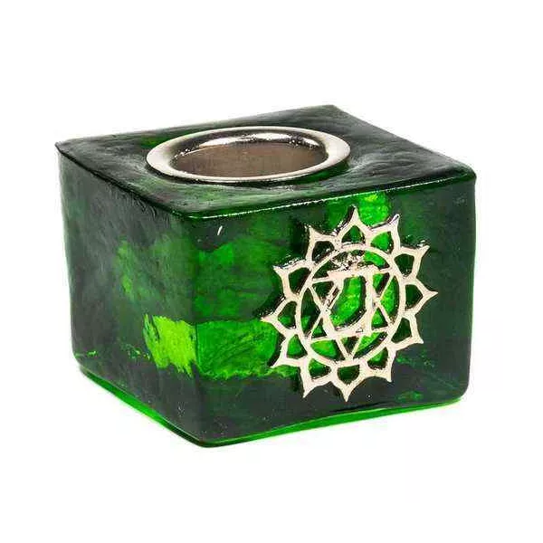 Esoterika - Portacandele Cubo Chakra Del Cuore -- 4,5x4.5x3.5