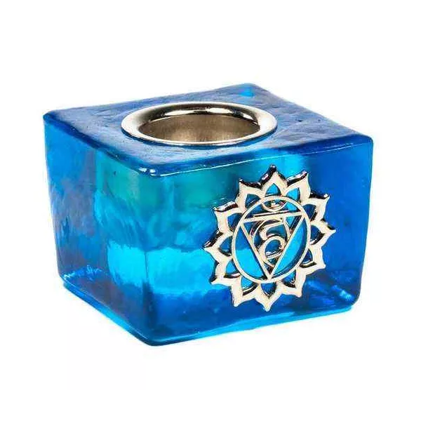 Esoterika - Portacandele Cubo Chakra Della Gola -- 4,5x4.5x3.5