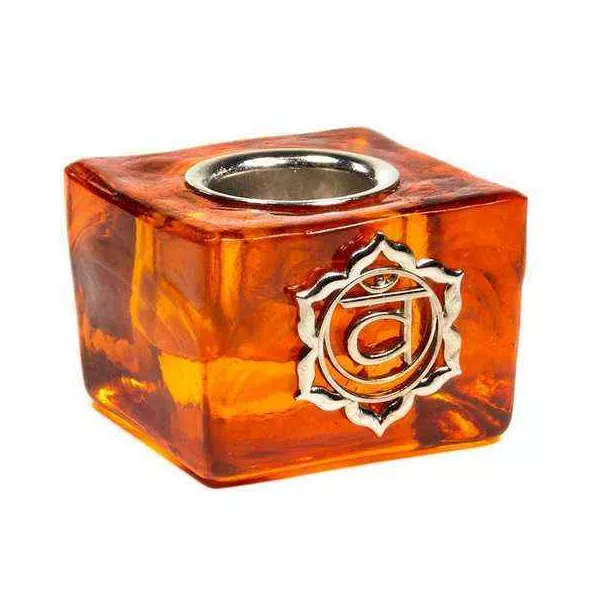 Esoterika - Portacandele Cubo Chakra Sacrale -- 4,5x4.5x3.5cm