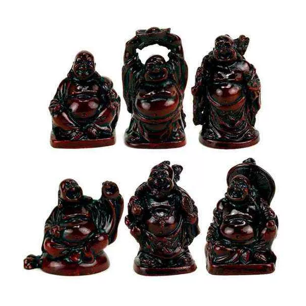 Esoterika - Set 6 statuette Buddha resina rossa