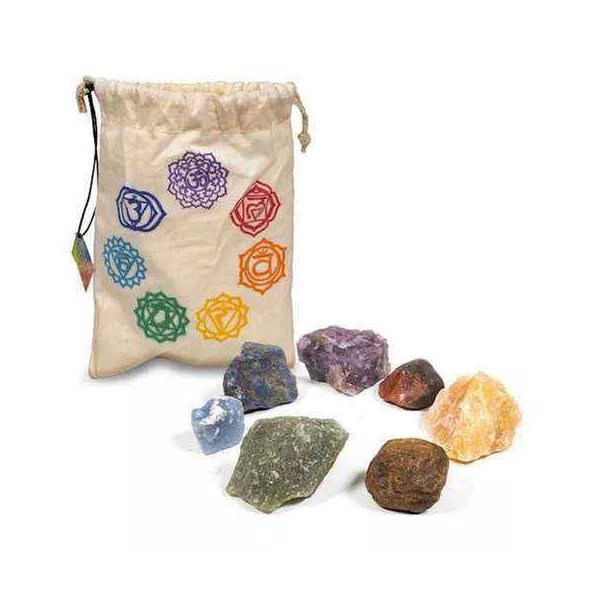 Esoterika - Set di 7 pietre dei Chakra in sacchettino di cotone
