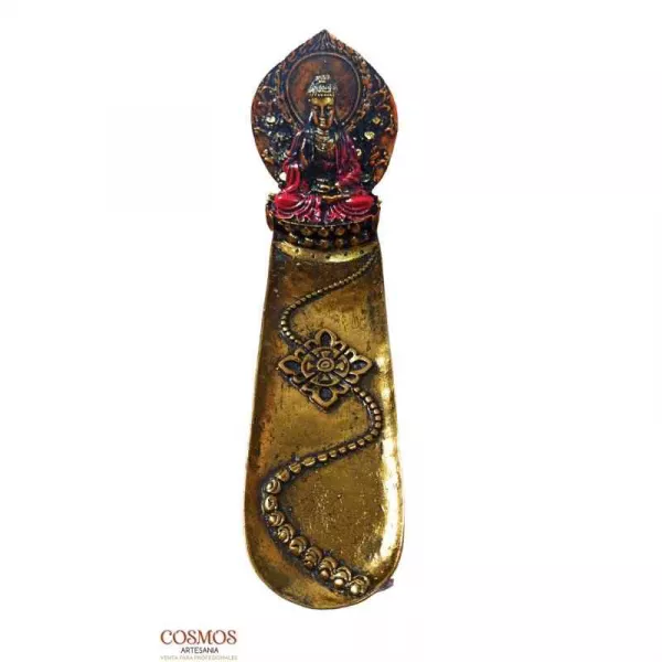 Esoterika - Portaincenso resina budda su trono mantello rosso